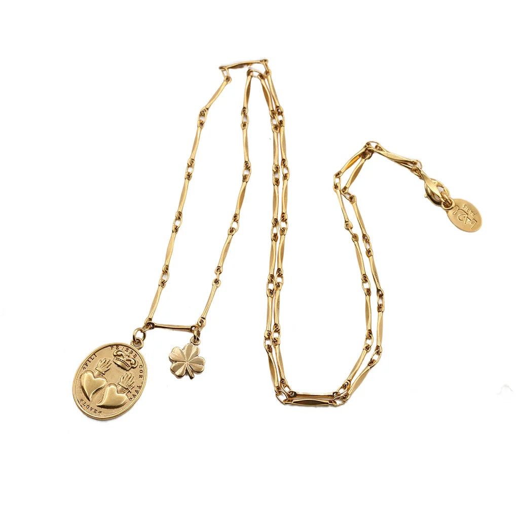 Sacha Médaille Coeur Double Heart Necklace