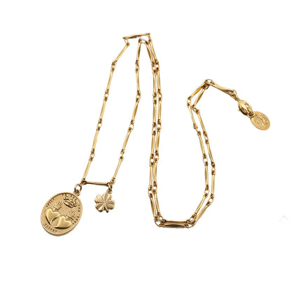 Sacha Médaille Coeur Double Heart Necklace