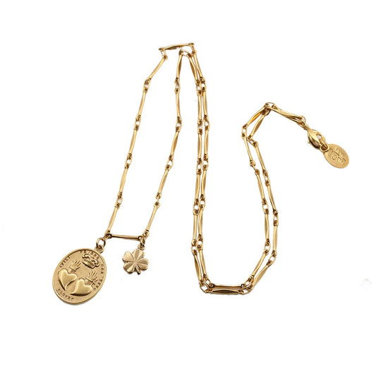 Sacha Médaille Coeur Double Heart Necklace