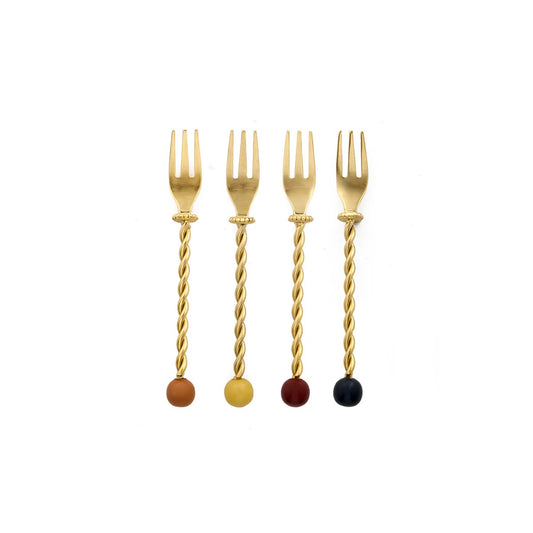 Four-piece twisted dessert fork set