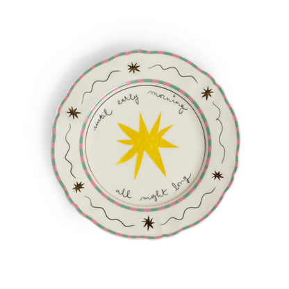 Star-patterned porcelain small plate