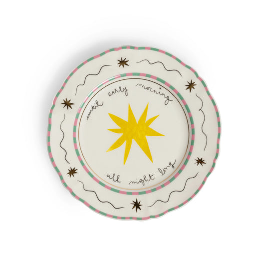 Star-patterned porcelain small plate