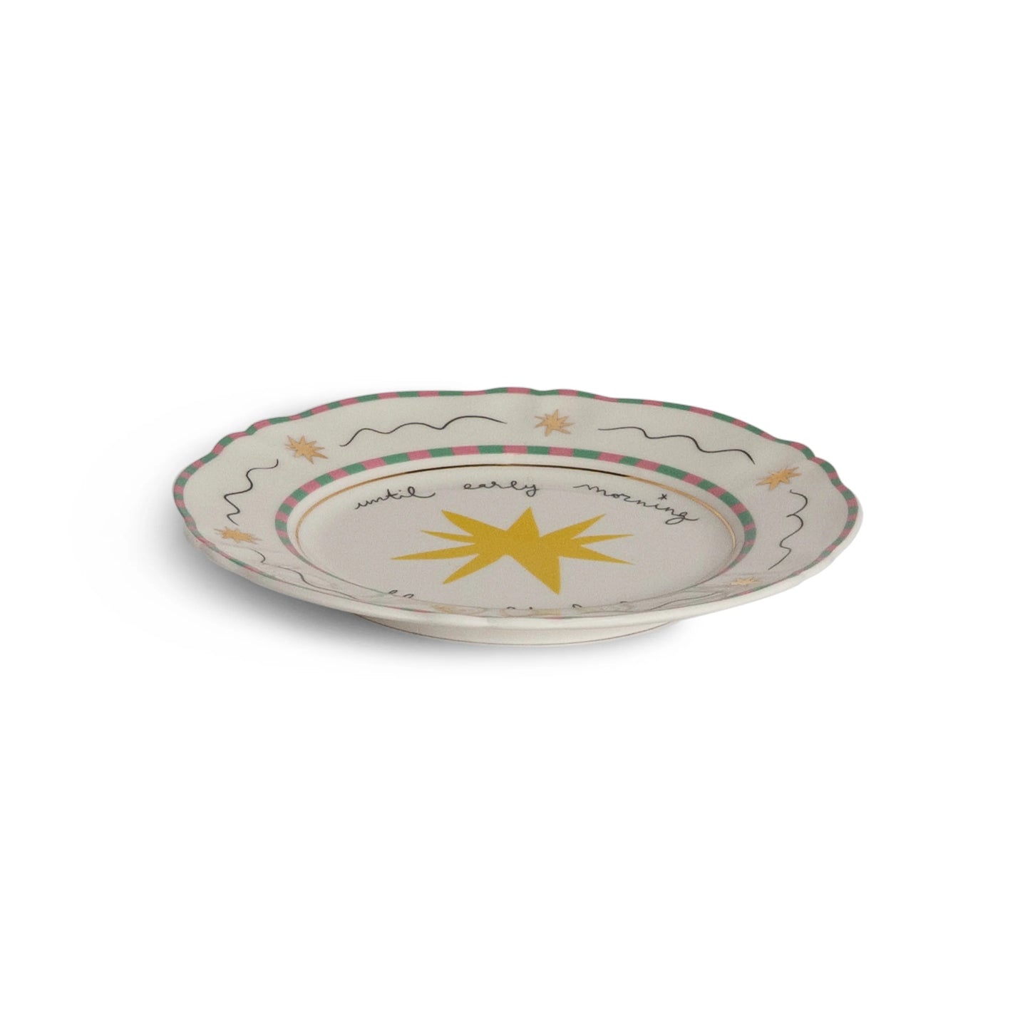 Star-patterned porcelain small plate
