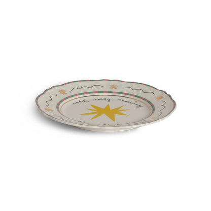 Star-patterned porcelain small plate