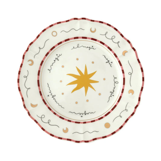 Star-patterned porcelain dinner plate