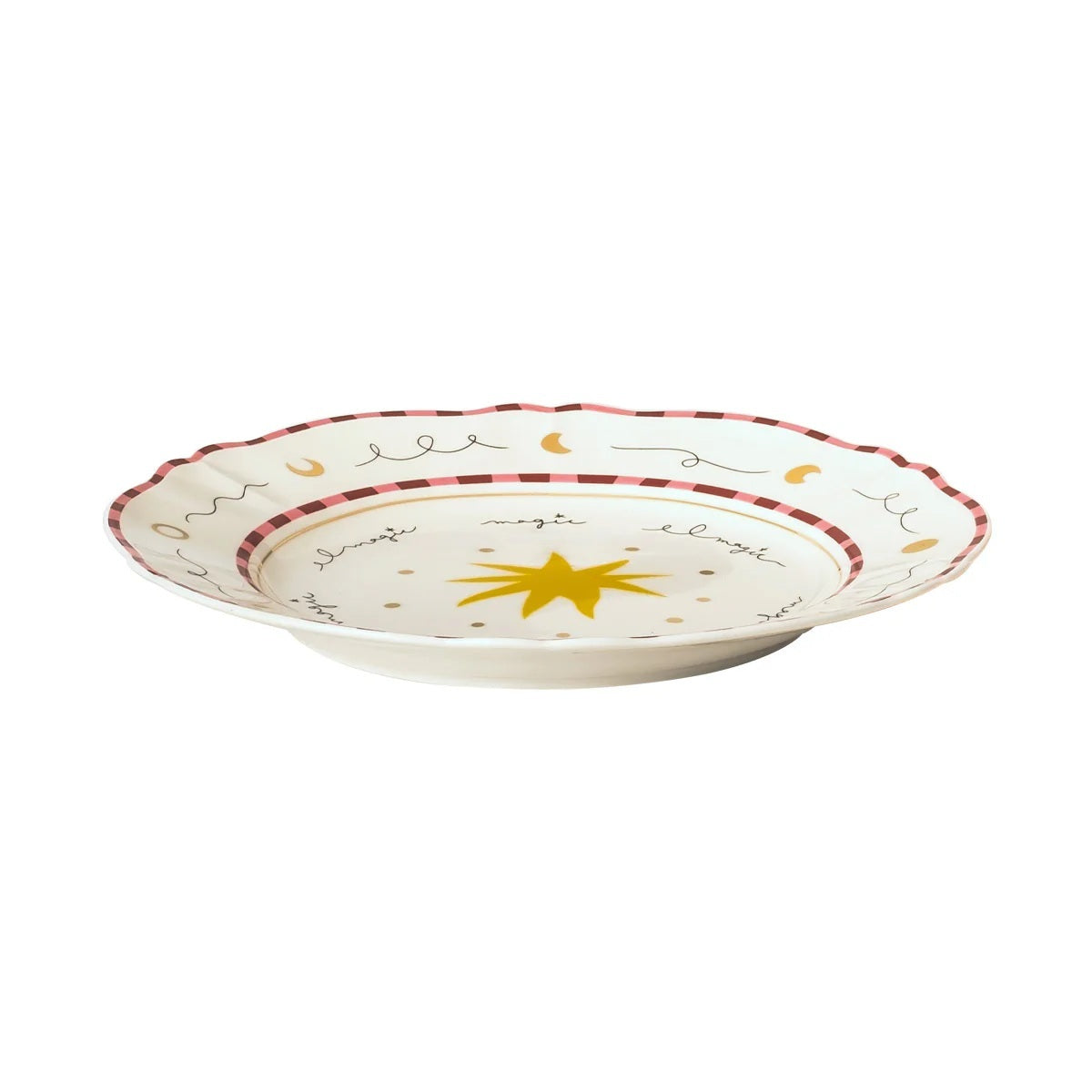 Star-patterned porcelain dinner plate
