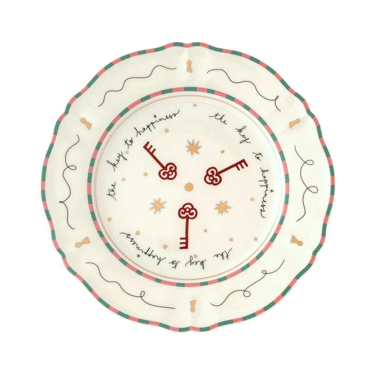 Key pattern porcelain dinner plate