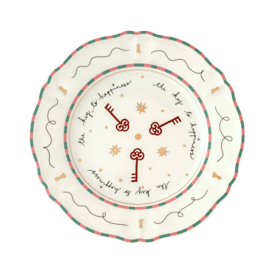 Key pattern porcelain dinner plate
