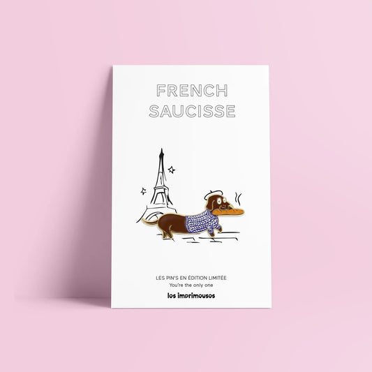 French Saucisse 巴黎臘腸犬徽章（棕色）