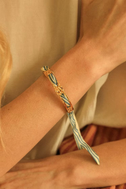 Marinière neutral Sailor 1cm ribbon bracelet