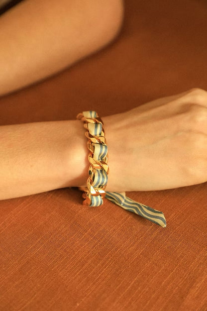 Marinière neutral Sailor 1cm ribbon bracelet