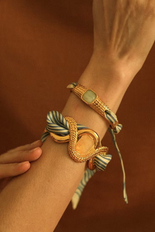 Marinière neutral Sailor 1cm ribbon bracelet
