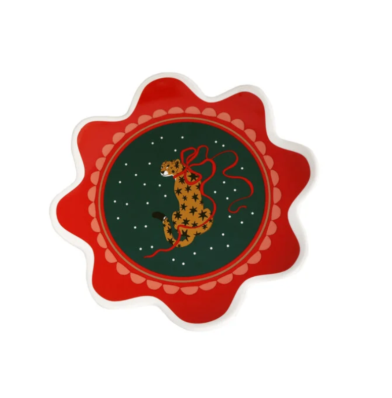 Leopard print bow dinner plate