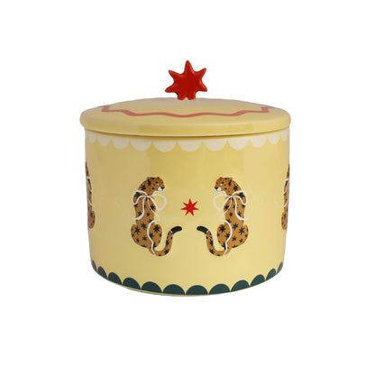 Leopard print storage jar