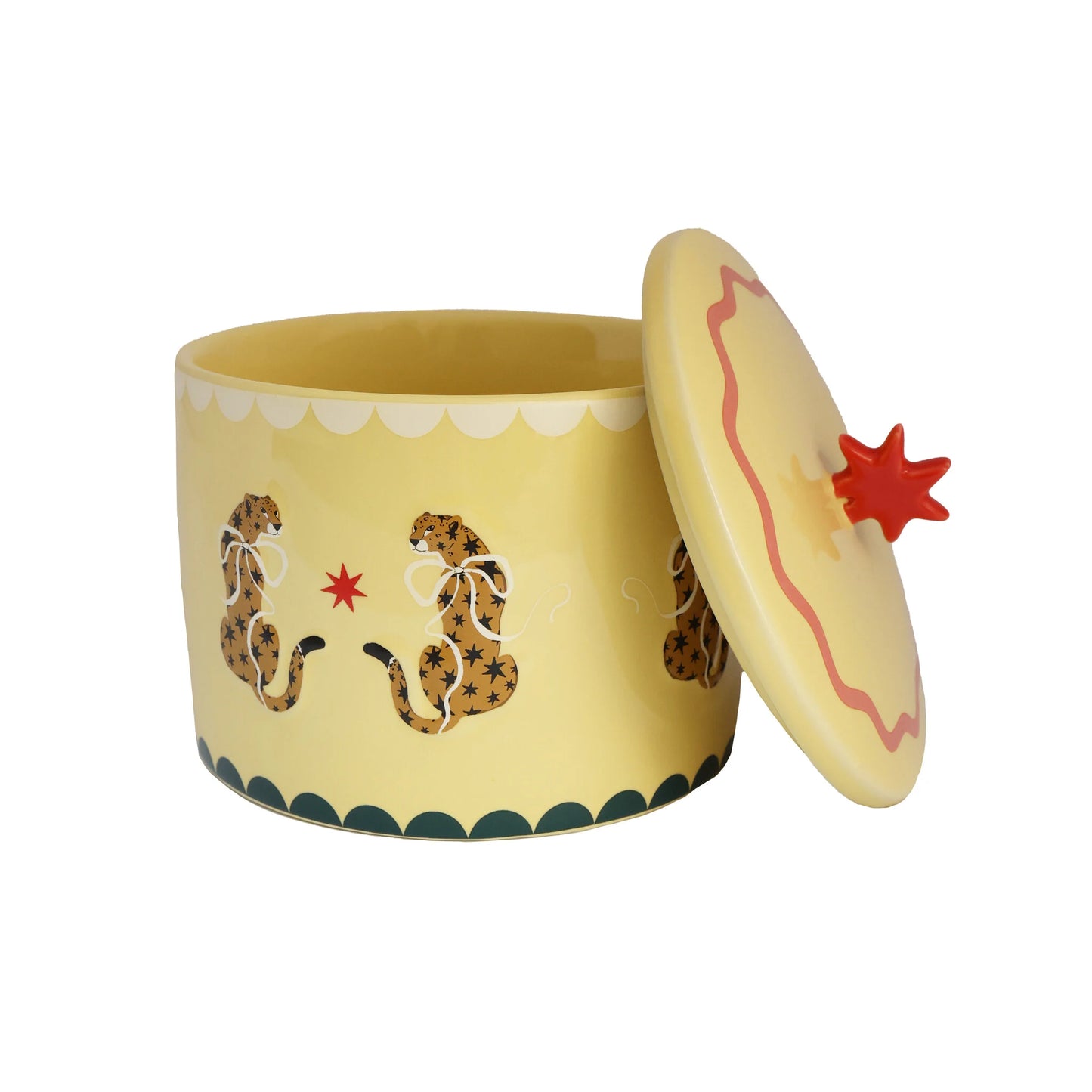 Leopard print storage jar
