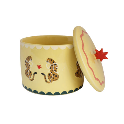 Leopard print storage jar